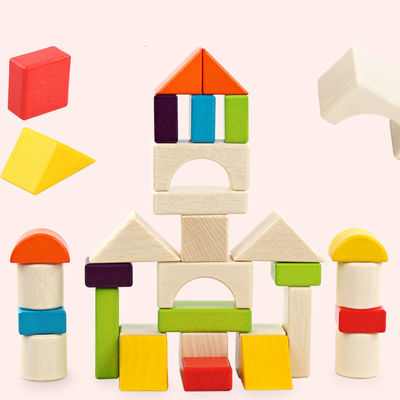 Grote 15cm Kasteel Houten Bouwstenen Toy Stacking 30 Stukken