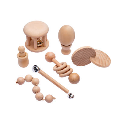 Grafische Rammelaars 7Pc Houten Teether voor Ring van het Baby de Houten Tandjes krijgen