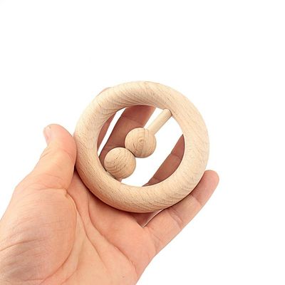 Handbell Veilige Tambor Beukehout Teether van 6 Duim het Houten Teethers