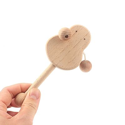 Handbell Veilige Tambor Beukehout Teether van 6 Duim het Houten Teethers