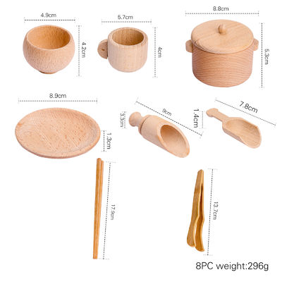 Vaatwerk 8.9cm Houten Miniatuurkeuken Vastgesteld Houten Kokend Vastgesteld Stuk speelgoed