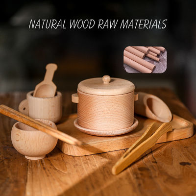 Vaatwerk 8.9cm Houten Miniatuurkeuken Vastgesteld Houten Kokend Vastgesteld Stuk speelgoed