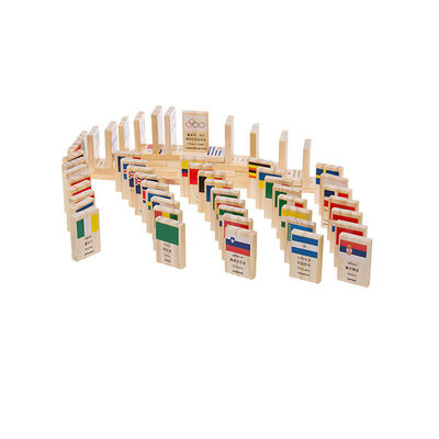 ISO9001 100 Vlag Houten Domino blokkeert Geplaatste de Bouwdomino's