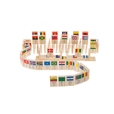 ISO9001 100 Vlag Houten Domino blokkeert Geplaatste de Bouwdomino's