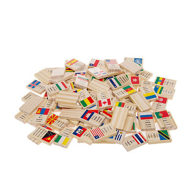 ISO9001 100 Vlag Houten Domino blokkeert Geplaatste de Bouwdomino's