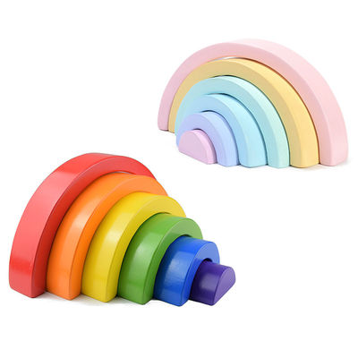4.5cm Houten Overspannen Blokkenspeelgoed Stapelend Regenboogblokken