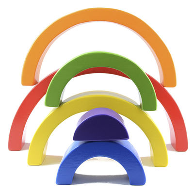 4.5cm Houten Overspannen Blokkenspeelgoed Stapelend Regenboogblokken