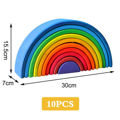 30cm van de het Speelgoedregenboog van Pijnboom het Houten Blokken Speelgoed van de de Bouwstenentoren