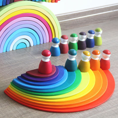 6cm de Grote de Stapelaar van de Pastelkleurregenboog het Nestelen Reeks van het Regenboogblok