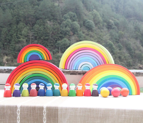 6cm de Grote de Stapelaar van de Pastelkleurregenboog het Nestelen Reeks van het Regenboogblok