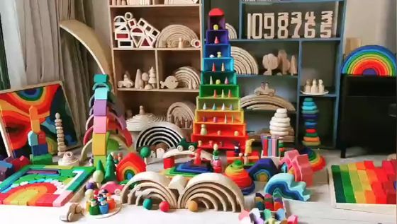 Natuurlijke Houten de Regenboogstapelaar 35cm van 9600 PCs niet Giftige Beuk