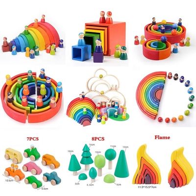 Natuurlijke Houten de Regenboogstapelaar 35cm van 9600 PCs niet Giftige Beuk