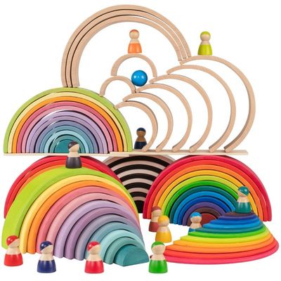 Natuurlijke Houten de Regenboogstapelaar 35cm van 9600 PCs niet Giftige Beuk