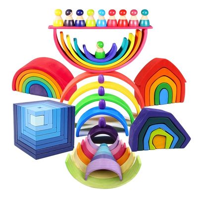 Natuurlijke Houten de Regenboogstapelaar 35cm van 9600 PCs niet Giftige Beuk