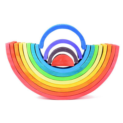 Bruine 18cm Regenboog Houten Bouwstenen Toy Creative Educational