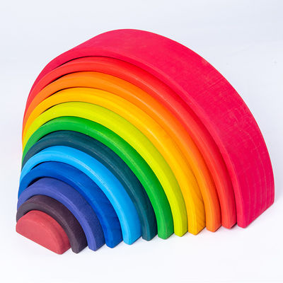 Bruine 18cm Regenboog Houten Bouwstenen Toy Creative Educational