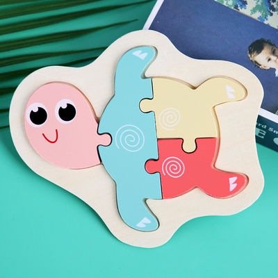 Van het het Raadselspeelgoed van het Macaron 3D Houten Blok Houten Dierlijke Blokken