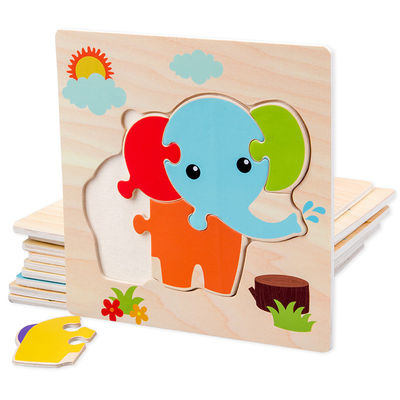 Van het de Babyspeelgoed van Montessorispelen van het de Dierenverkeer van de Jonge geitjes 3D Raadsels van de het Beeldverhaalkennis Houten Raadsel Toy Matching