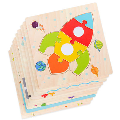 Van het de Babyspeelgoed van Montessorispelen van het de Dierenverkeer van de Jonge geitjes 3D Raadsels van de het Beeldverhaalkennis Houten Raadsel Toy Matching