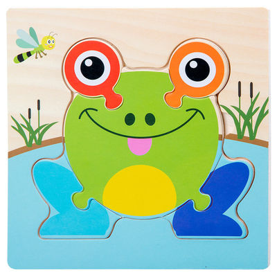 Van het de Babyspeelgoed van Montessorispelen van het de Dierenverkeer van de Jonge geitjes 3D Raadsels van de het Beeldverhaalkennis Houten Raadsel Toy Matching
