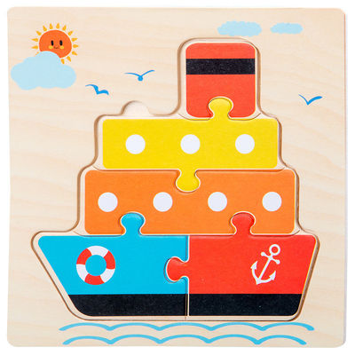 Van het de Babyspeelgoed van Montessorispelen van het de Dierenverkeer van de Jonge geitjes 3D Raadsels van de het Beeldverhaalkennis Houten Raadsel Toy Matching