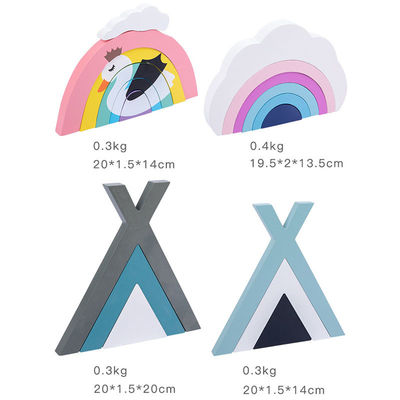 Het niet Giftige 22cm Speelgoed van Montessori van de Regenboogstapelaar Houten Creatieve Houten