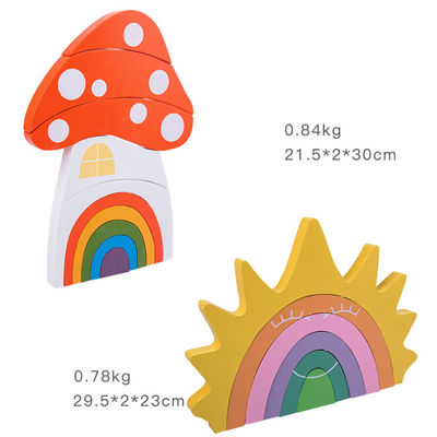Het niet Giftige 22cm Speelgoed van Montessori van de Regenboogstapelaar Houten Creatieve Houten