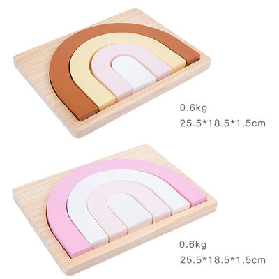 Het niet Giftige 22cm Speelgoed van Montessori van de Regenboogstapelaar Houten Creatieve Houten