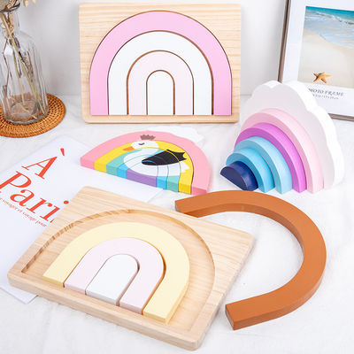 Het niet Giftige 22cm Speelgoed van Montessori van de Regenboogstapelaar Houten Creatieve Houten