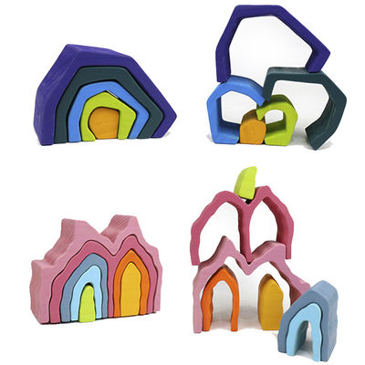 DIY assembleerde 11.5cm Houten het Blokreeks Gestapeld Saldo van Montessori van het Blokkenspeelgoed