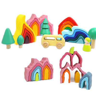 DIY assembleerde 11.5cm Houten het Blokreeks Gestapeld Saldo van Montessori van het Blokkenspeelgoed