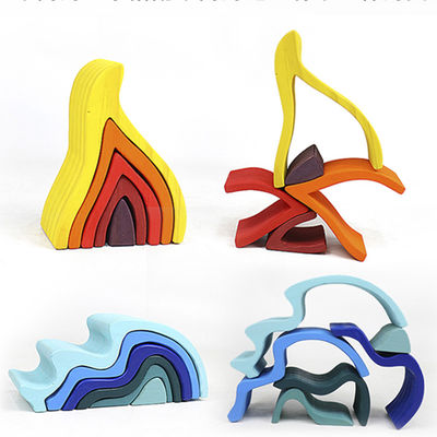 DIY assembleerde 11.5cm Houten het Blokreeks Gestapeld Saldo van Montessori van het Blokkenspeelgoed