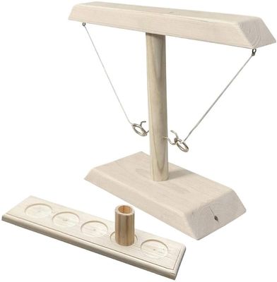 Met de hand gemaakte 8.5cm Houten Doll Huisspeelgoed Gekleurde Ringen die Haken werpen