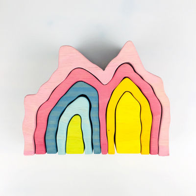 Pegdolls Houten Bouwstenen Toy Geometric Rainbow Building Blocks