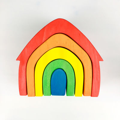 Pegdolls Houten Bouwstenen Toy Geometric Rainbow Building Blocks