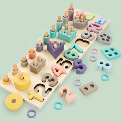 Het geometrische 14cm Houten Onderwijs van Wiskundetoy montessori math blocks preschool