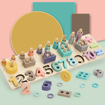 Het geometrische 14cm Houten Onderwijs van Wiskundetoy montessori math blocks preschool