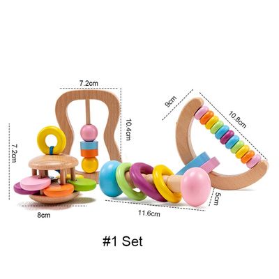 Rammelaar Soother 11.6cm Houten Rang van Tandjes krijgentoy wooden rattle teether food