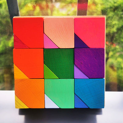 2300g 4cm het Raadsel Houten Steen die van de Regenboog Houten Bloem Spel stapelen