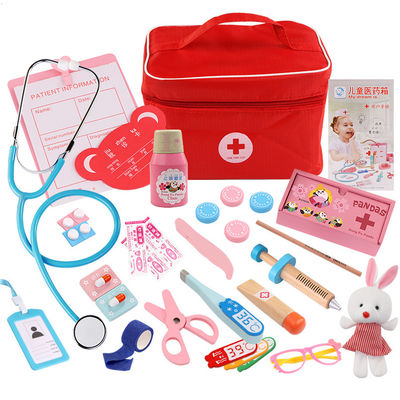 OEM Draagbare Jonge geitjessimulatie Houten Toy Doctor Kit
