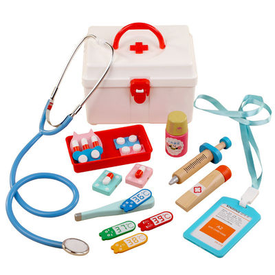 OEM Draagbare Jonge geitjessimulatie Houten Toy Doctor Kit