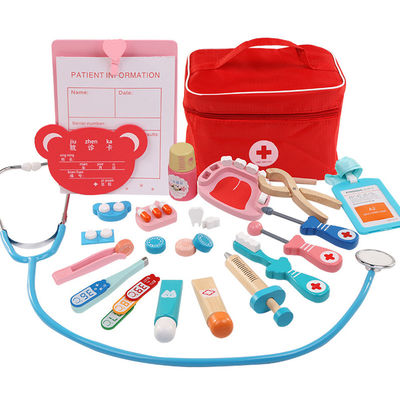 OEM Draagbare Jonge geitjessimulatie Houten Toy Doctor Kit