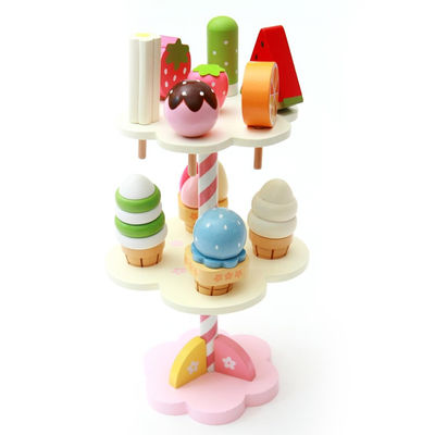 Realistisch Simulatie Houten Magnetisch Roomijs Toy With Display Stand