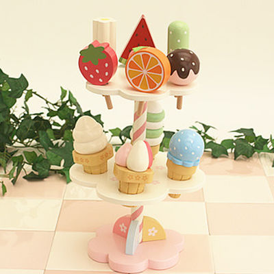 Realistisch Simulatie Houten Magnetisch Roomijs Toy With Display Stand