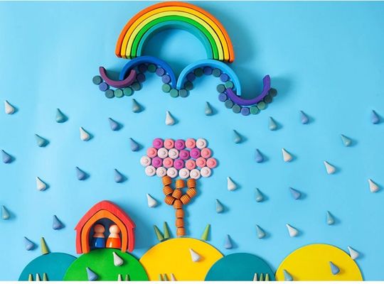 6pcs Speelgoed van Montessori van de regenboogstapelaar het Onderwijs Houten