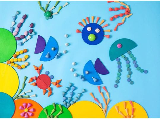 6pcs Speelgoed van Montessori van de regenboogstapelaar het Onderwijs Houten