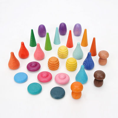 6pcs Speelgoed van Montessori van de regenboogstapelaar het Onderwijs Houten