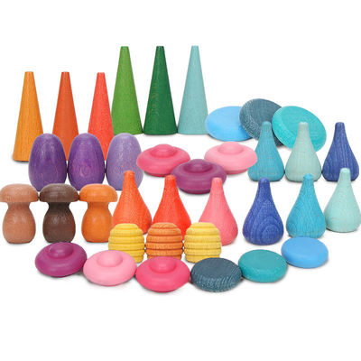 6pcs Speelgoed van Montessori van de regenboogstapelaar het Onderwijs Houten