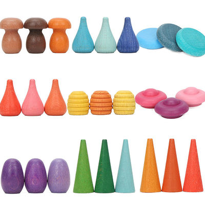 6pcs Speelgoed van Montessori van de regenboogstapelaar het Onderwijs Houten