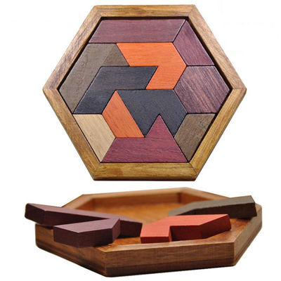 Puzzels van Montessori van kinderen de Hexagonale Houten